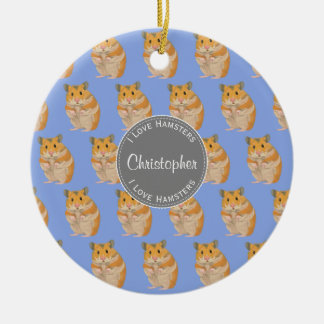 Blue I kärlek Hamster Hamster Mönster Julgransprydnad Keramik