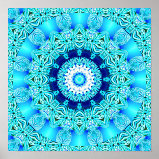 Blue Ice Angel Ring, Abstrakt Mandala Poster