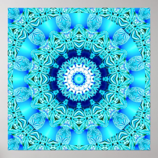 Blue Ice Angel Ring, Abstrakt Mandala Poster (Framsidan)