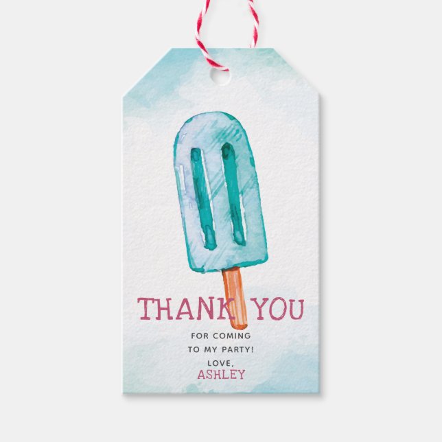 Blue Ice Cream Birthday Tack Presentetikett (Framsidan)