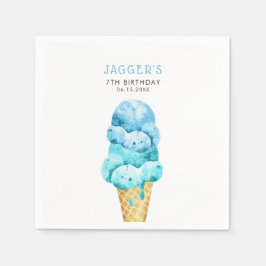 Blue Ice Cream Cone Födelsedagsfest Pappersservett