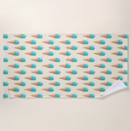 Blue Ice Cream Cone Mönster, Light Gult