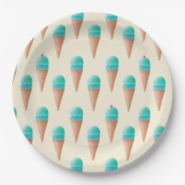 Blue Ice Cream Cone Mönster, Light Gult