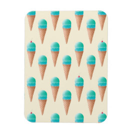 Blue Ice Cream Cone Mönster, Light Gult Magnet