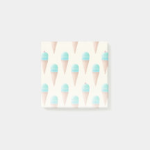 Blue Ice Cream Cone Mönster, Light Gult