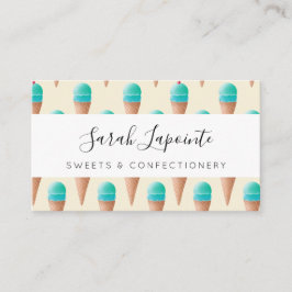 Blue Ice Cream Cone Mönster, Light Gult Visitkort