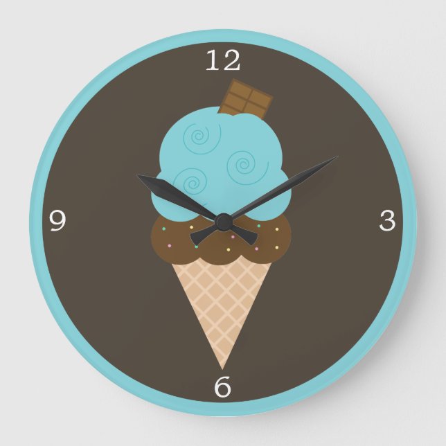 Blue Ice Cream Cone Stor Klocka (Framsida)