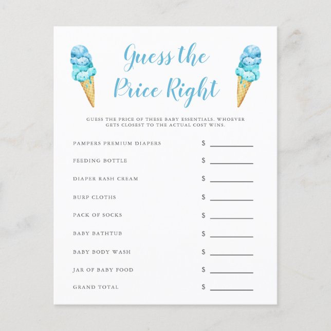 Blue Ice Cream gissar Pris Höger Game (Framsida)