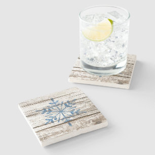 Blue Ice Crystal on Faux Weasted Wood Struktur Stenunderlägg