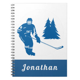 Blue Ice Hockey Player Custom Name Winter Sport Anteckningsbok