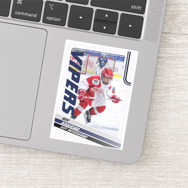 Blue Ice Hockey Trading Card Klistermärken (Detalj)