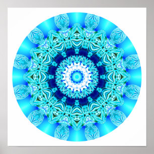 Blue Ice Snöre Mandala, Abstrakt Aqua Poster