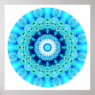 Blue Ice Snöre Mandala, Abstrakt Aqua Poster