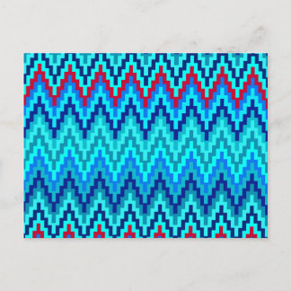 Blue Ikat Chevron Geometric Zig Zag Rand Mönster Vykort