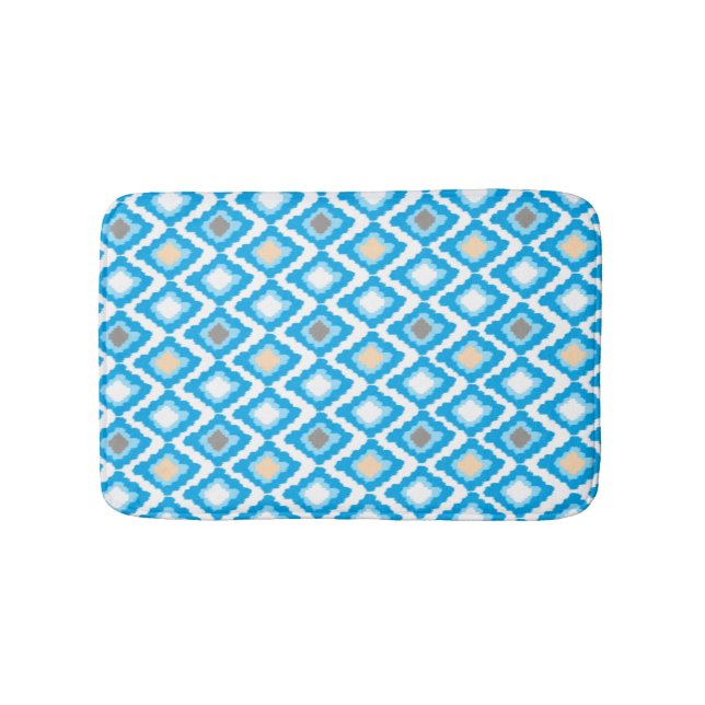 Blue Ikat Diamonds Anpassningsbar Bath Mat Badrumsmatta (Framsidan)