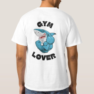 Blue Illustrated Shark Gym Älskare T-Shirt
