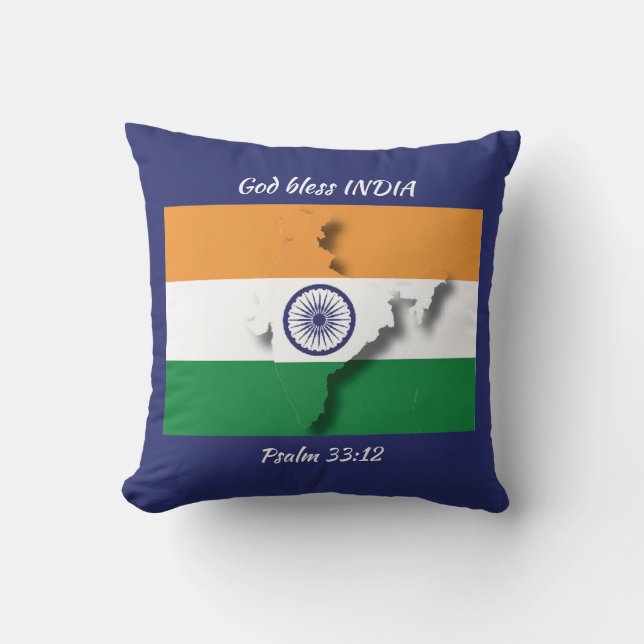 Blue INDIA FLAGGA Kudde (Framsida)