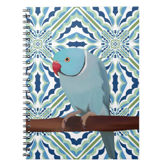 Blue Indian Ringhead Parakeet Anteckningsbok (Framsidan)