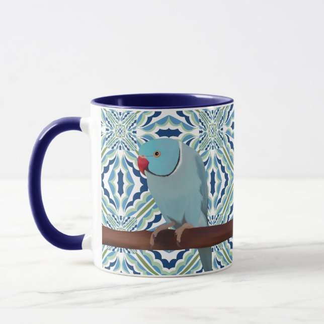 Blue Indian Ringhead Parakeet Mugg (Vänster)