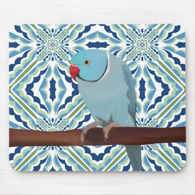 Blue Indian Ringhead Parakeet Musmatta (Framsidan)