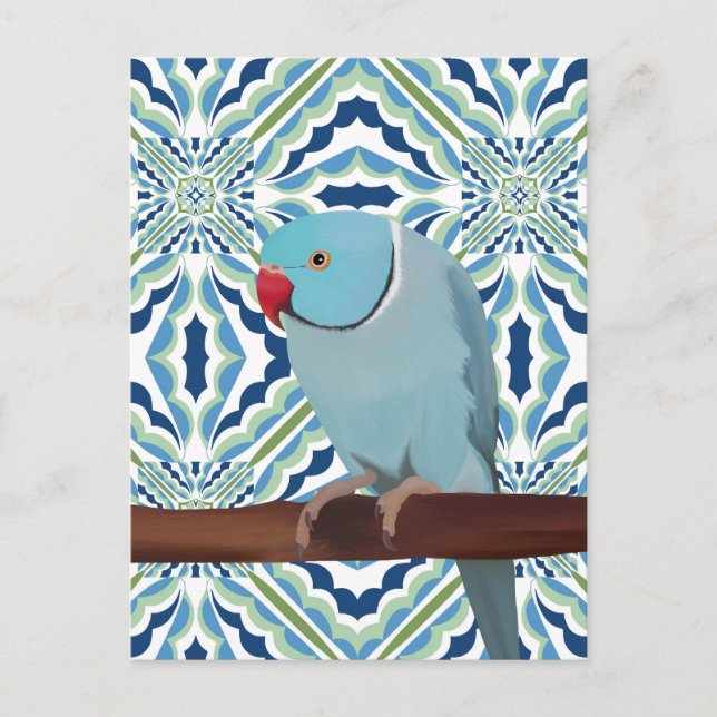 Blue Indian Ringhead Parakeet Vykort (Framsida)