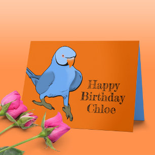 Blue Indian RingnackParakeet Birthday Parrot Namn Kort