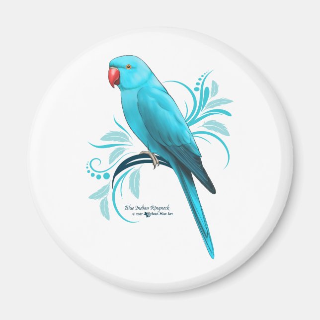 Blue Indian RingnackParrot Magnet (Framsidan)