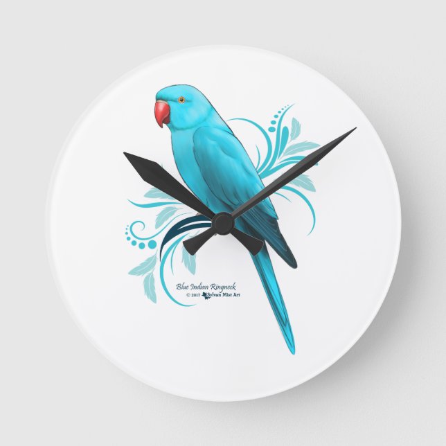 Blue Indian RingnackParrot Rund Klocka (Framsida)