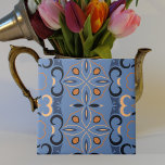 Blue Indigo Orange Bohemian Ethnic Mosaic Mönster Kakelplatta<br><div class="desc">Den här krävande dekorativa keramiska plattan visar en pulserande och öga-fångstande utformning,  som sömlöst blandar geometriska former i mesmerierande nyanser av blått och orange. Med sin harmoniska sammanslagning av färg och mönster tillför den här plattan en aning konstnärlighet och allt utrymme.</div>