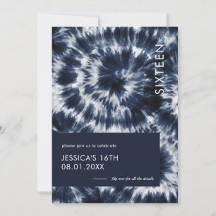 Blue Indigo Shibori Tie Dye Sweet 16 Inbjudningar