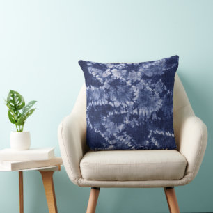 Blue Indigo Tie Dye Shibori Abstrakt Kudde