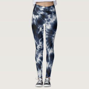 Blue Indigo Tie Dye Shibori Boho Mönster Leggings