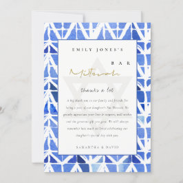 BLUE INDIGO WATERCOLOR CHEVRON FLADDERMUS PUB MITZ TACK KORT