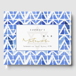 BLUE INDIGO WATERCOLOR CHEVRON PUB BAT MITZVAH GÄSTBÖCKER