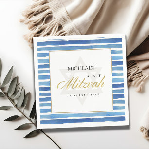 BLUE INDIGO WATERCOLOR RAND PUB BAT MITZVAH PAPPERSSERVETT