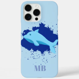 Blue initialer monogram iPhone 16 pro max fodral