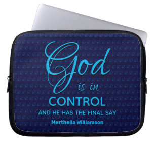 BLUE Inspirational Christian GOD ÄR I KONTROLL Laptop Fodral