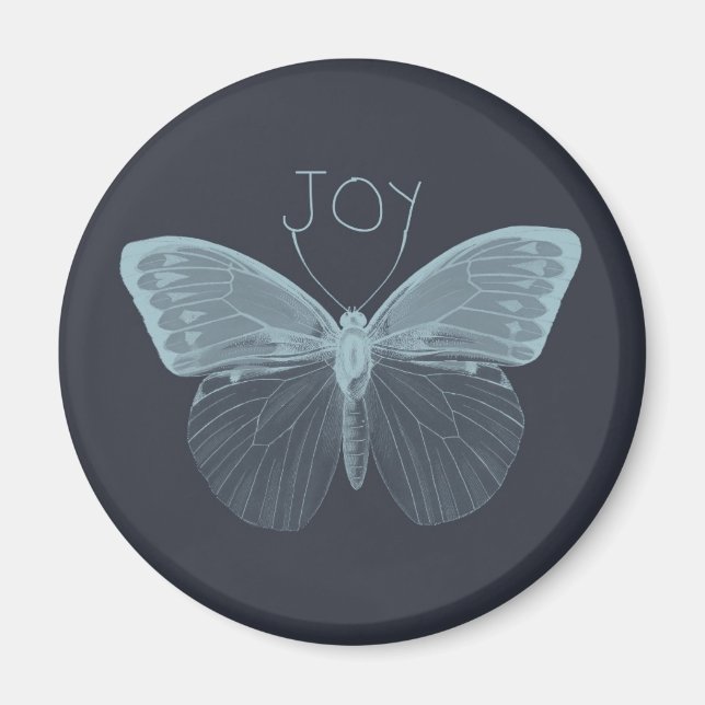 Blue Inspirational Joy Butterfly Magnet (Framsidan)