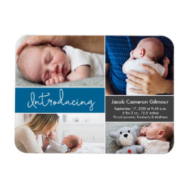Blue Introducing Pojke Anpassningsbar Photo Collag Magnet