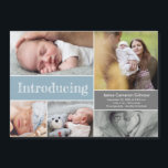 Blue Introducing pojke Photo collage<br><div class="desc">glädjen i din pojke med vårt Blue Introducing Pojke Photo Collage Magnet Card. Med det här anpassadet och det här magnetkortet kan du presentera ditt lilla kort för din familj och dina vänner med en samling fem dyrbara bilder. Utformningen har en mjuk blå accent i färg som ger en gnutta...</div>