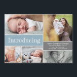 Blue Introducing pojke Photo collage<br><div class="desc">glädjen i din pojke med vårt Blue Introducing Pojke Photo Collage Magnet Card. Med det här anpassadet och det här magnetkortet kan du presentera ditt lilla kort för din familj och dina vänner med en samling fem dyrbara bilder. Utformningen har en mjuk blå accent i färg som ger en gnutta...</div>