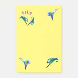 Blue Iridescent HoloGraph Calla Lilies Post-it Block