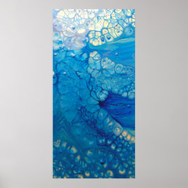 Blue Iridescent Modern Abstrakt Fluid Art Poster