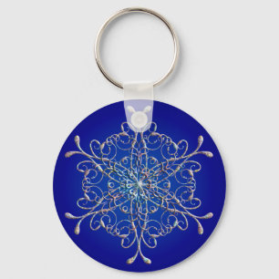 Blue Iridescent Snowflake Keychain Nyckelring