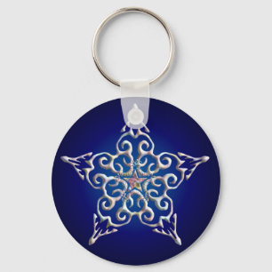 Blue Iridescent Star-nyckelkedja Nyckelring