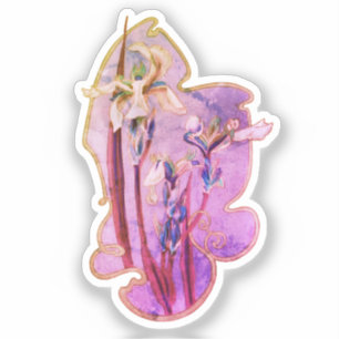Blue Iris Blommigt Art Distress Klistermärken