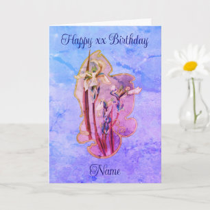 Blue Iris Blommigt Art Personlig Birthday Kort