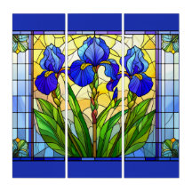 Blue Iris Blommigt Triptych