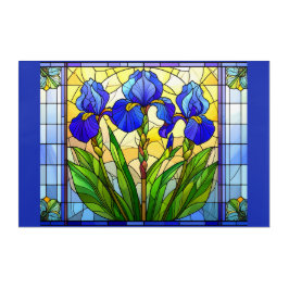 Blue Iris Botanian Stached Glass Home Canvas Art