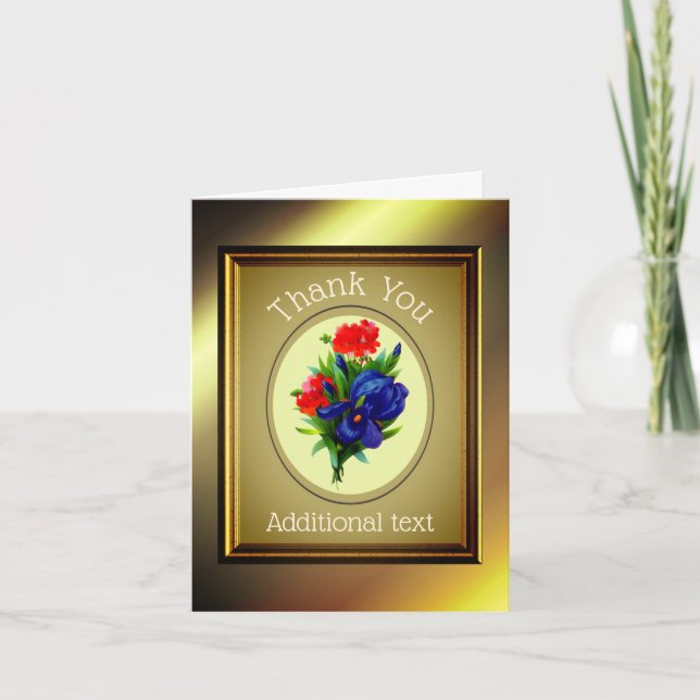 Blue Iris Bouquet-Personligen - tack för ditt kort (Framsida)